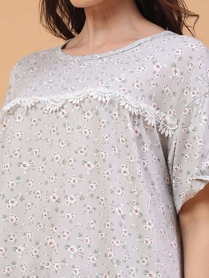 women printed short sleeve nighty - 22299970 -  Standard Image - 5
