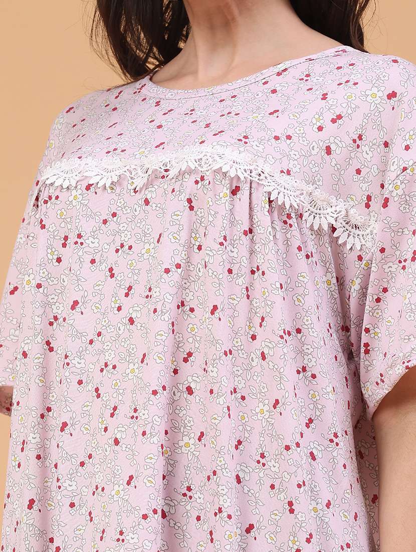 women printed short sleeve nighty - 22299971 -  Standard Image - 5
