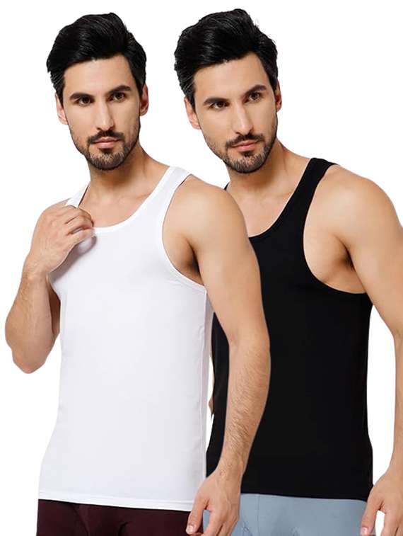 men pack of 3 solid sleeveless vest