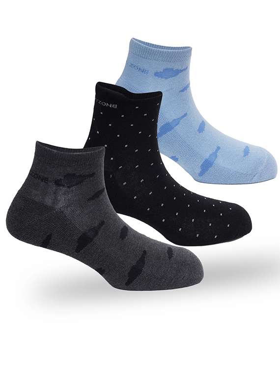 men pack of 3 printed ankle length socks