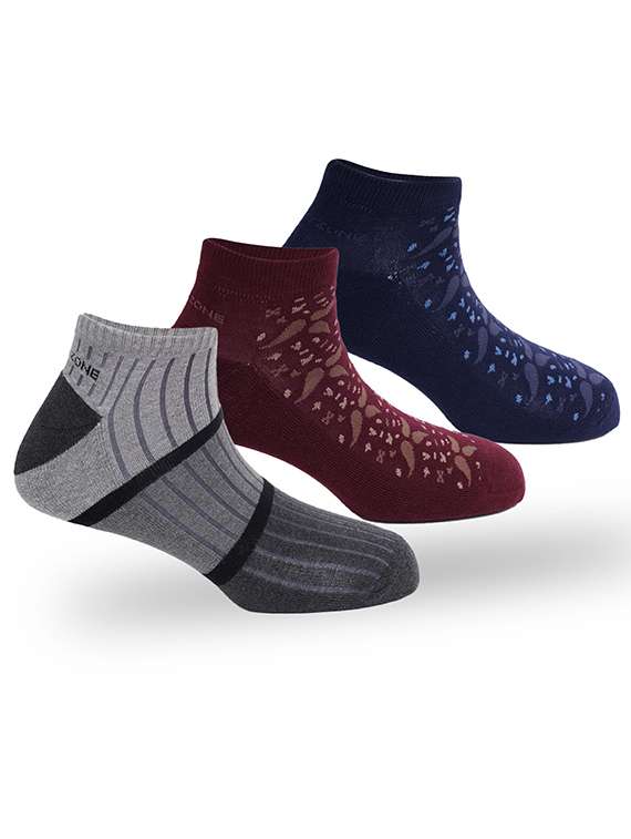 men pack of 3 printed ankle length socks