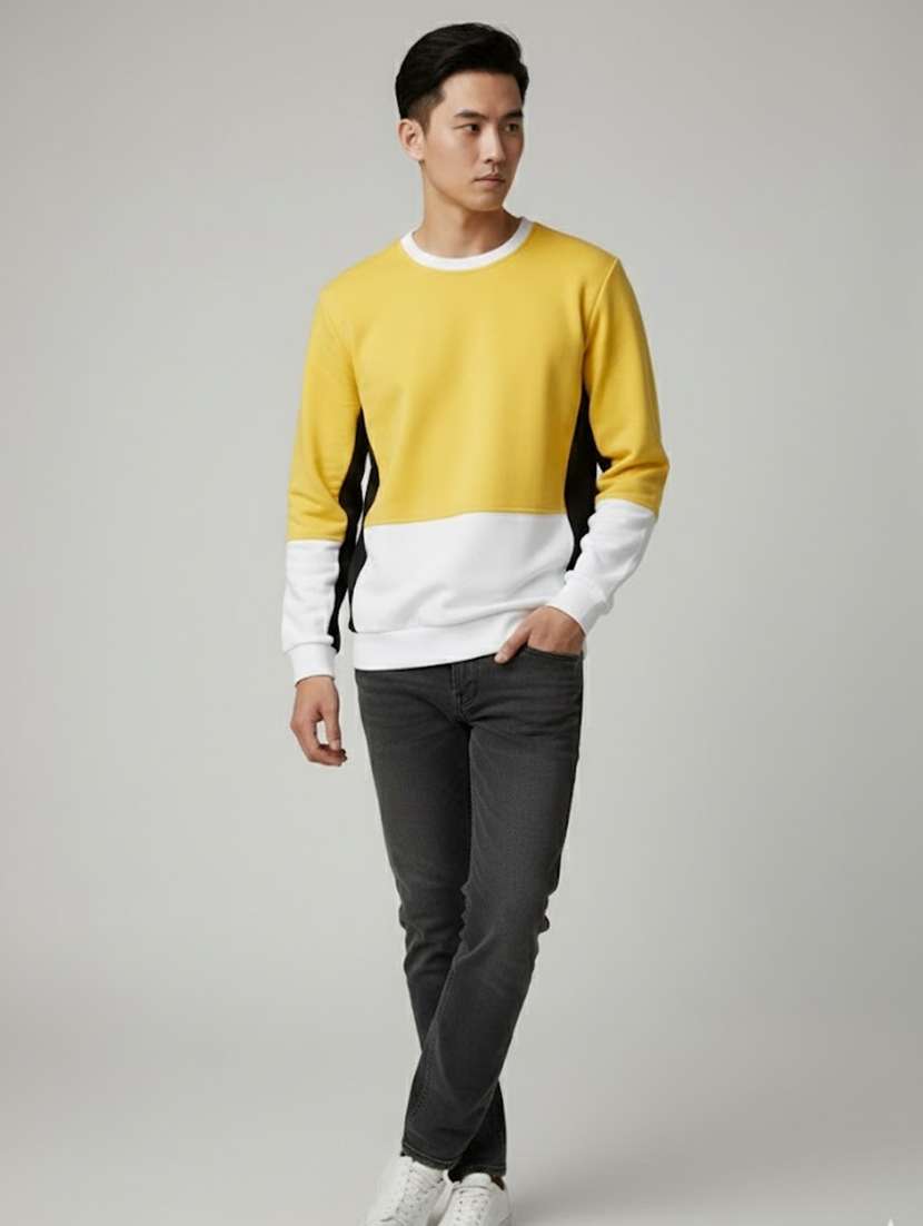 men color block long sleeve oversized sweatshirt - 22300109 -  Standard Image - 3