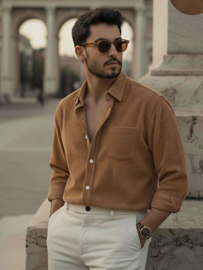 men solid long sleeve oversized casual shirt