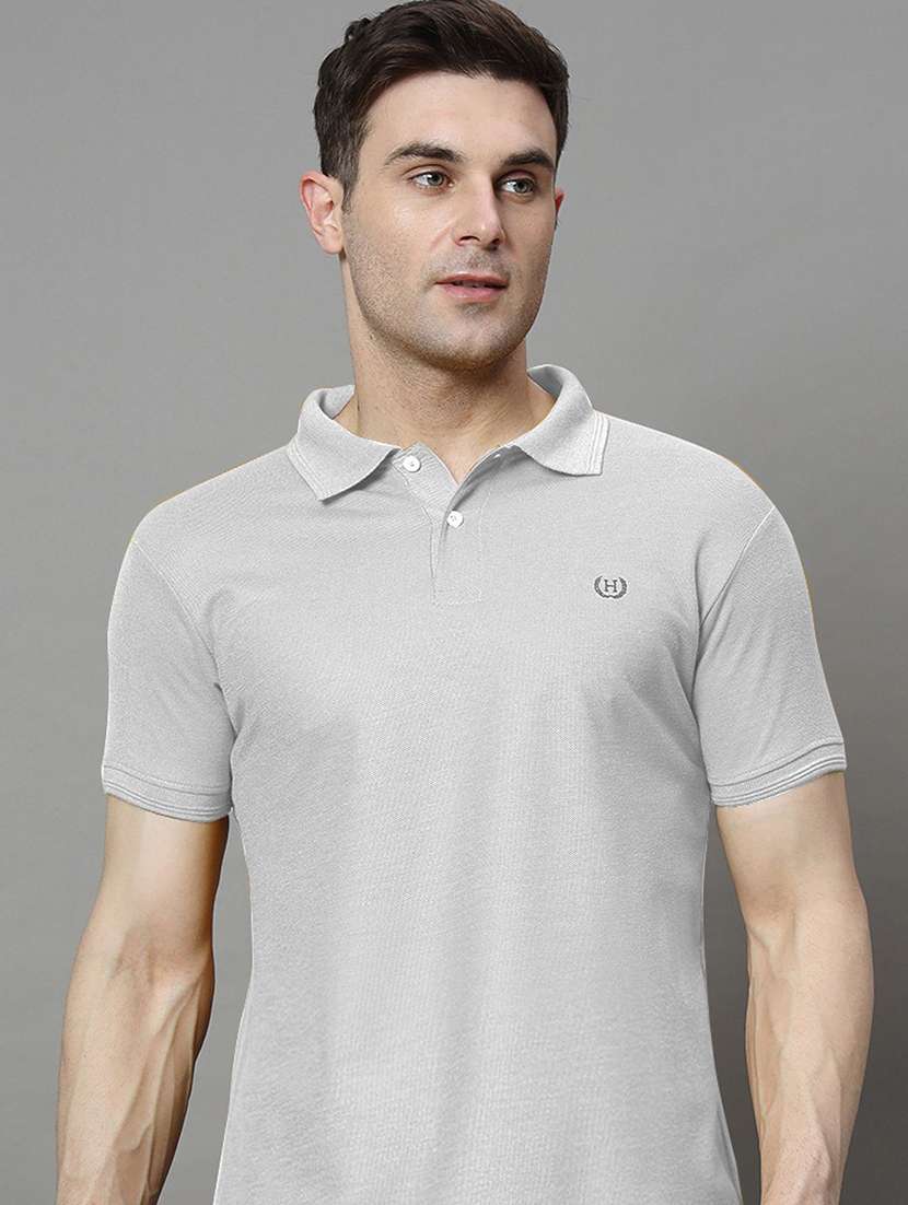 men solid short sleeve slim fit polo t-shirt