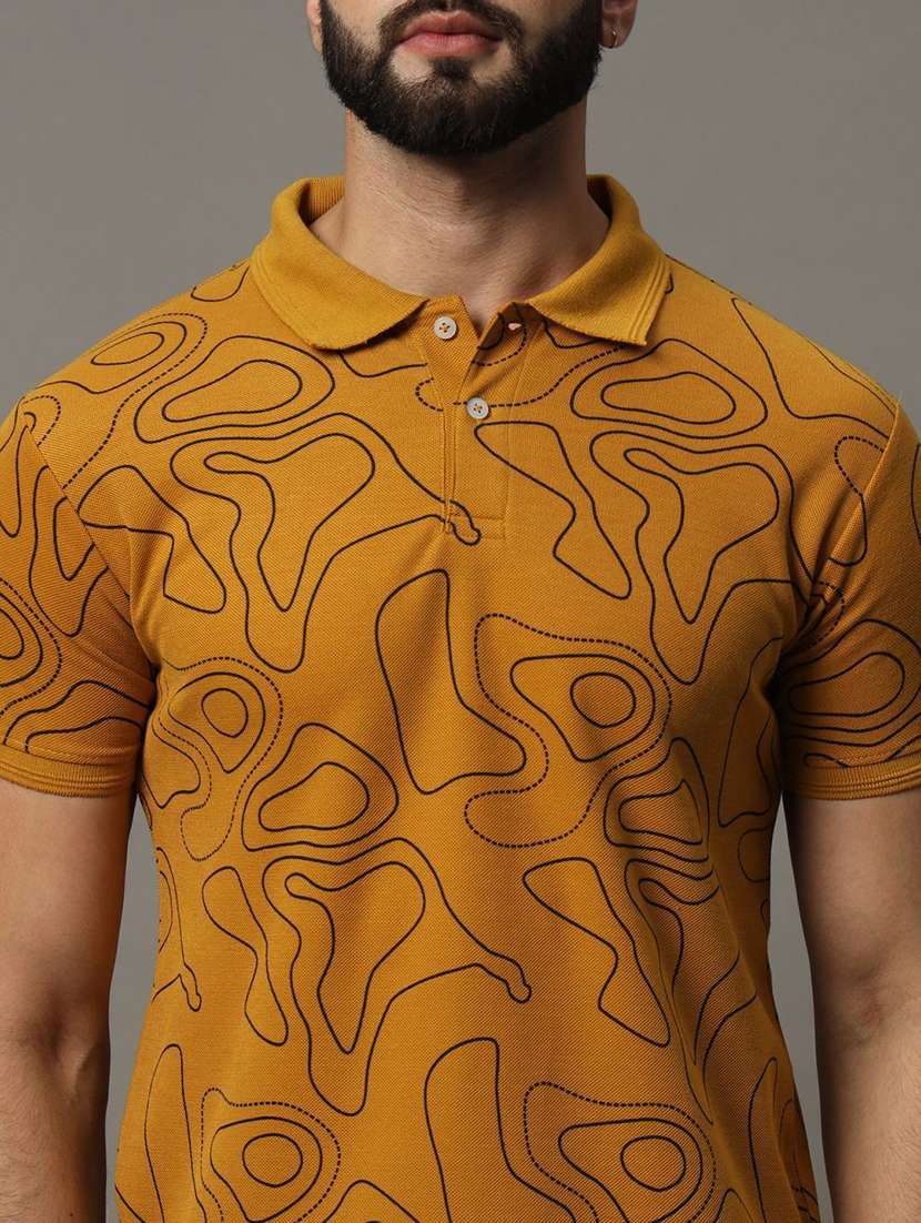 men abstract printed short sleeve polo t-shirt - 22300129 -  Standard Image - 3