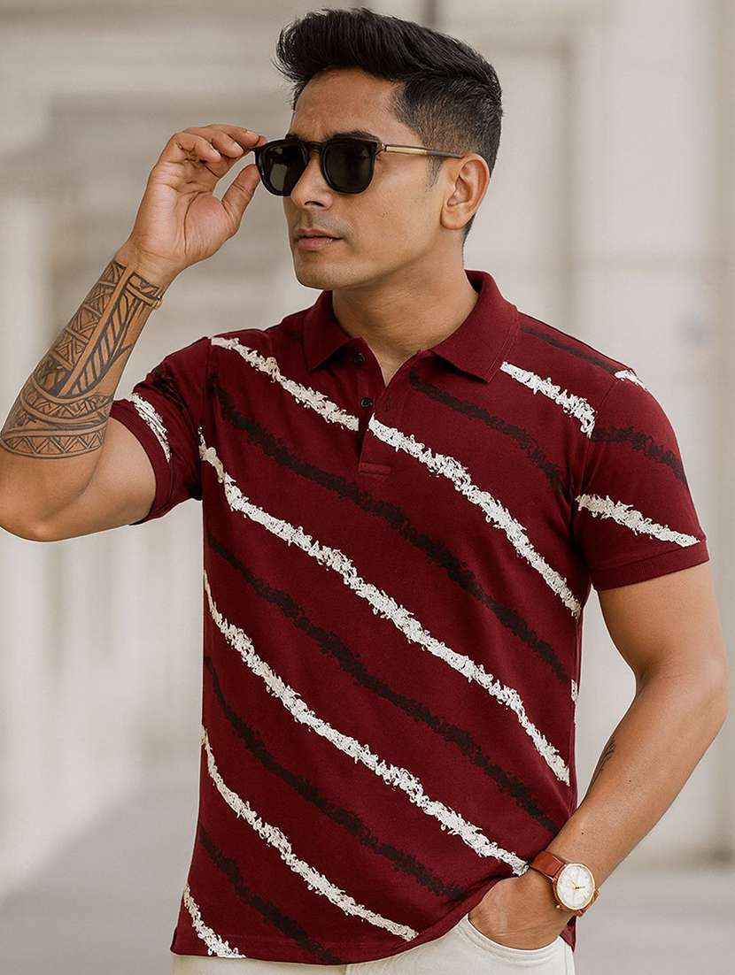men printed short sleeve polo t-shirt