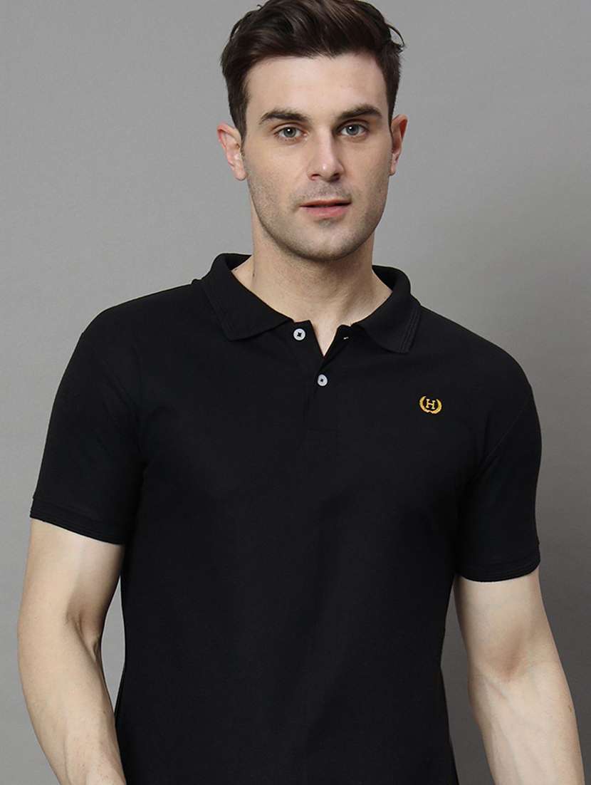 men solid short sleeve polo t-shirt