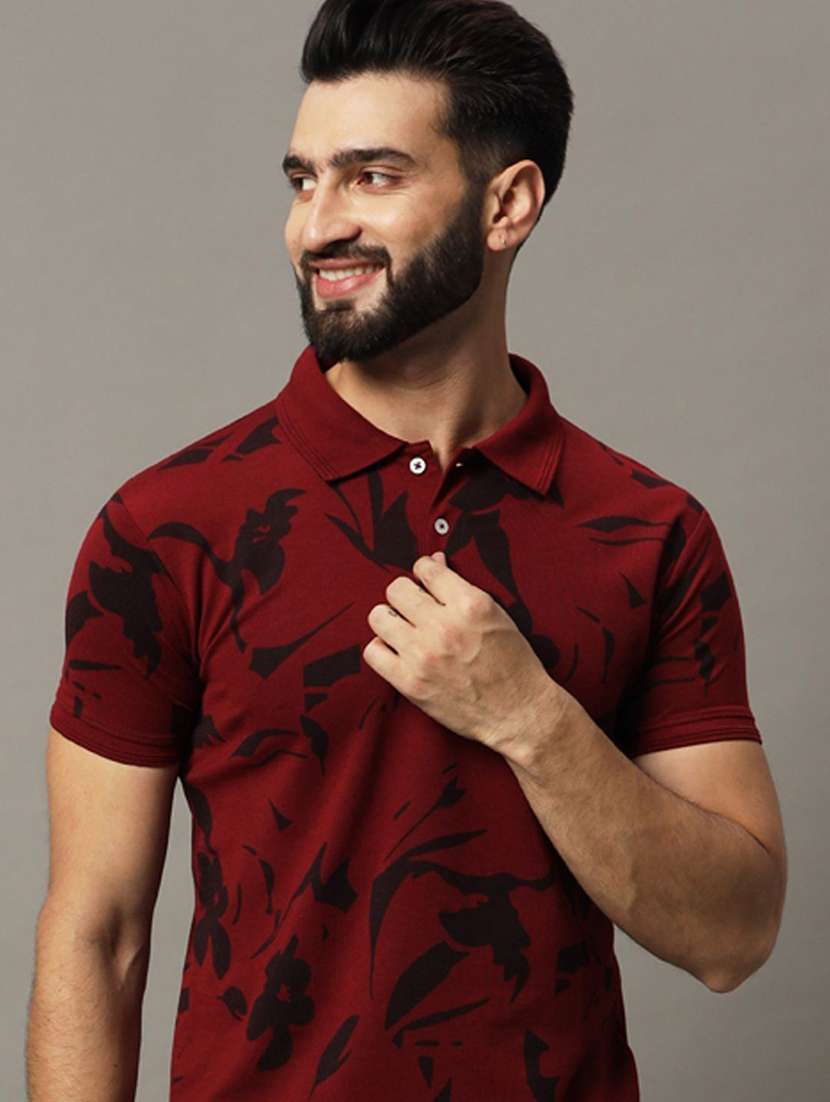 men printed short sleeve polo t-shirt