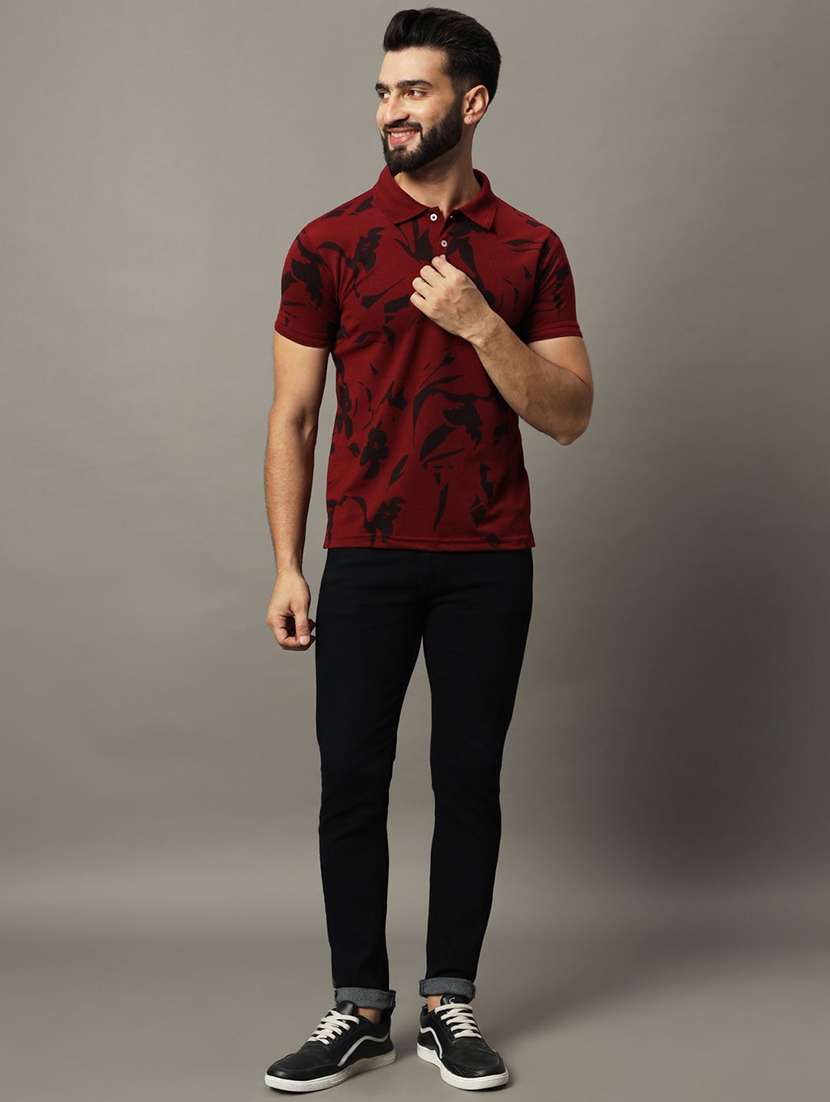 men printed short sleeve polo t-shirt - 22300157 -  Standard Image - 3