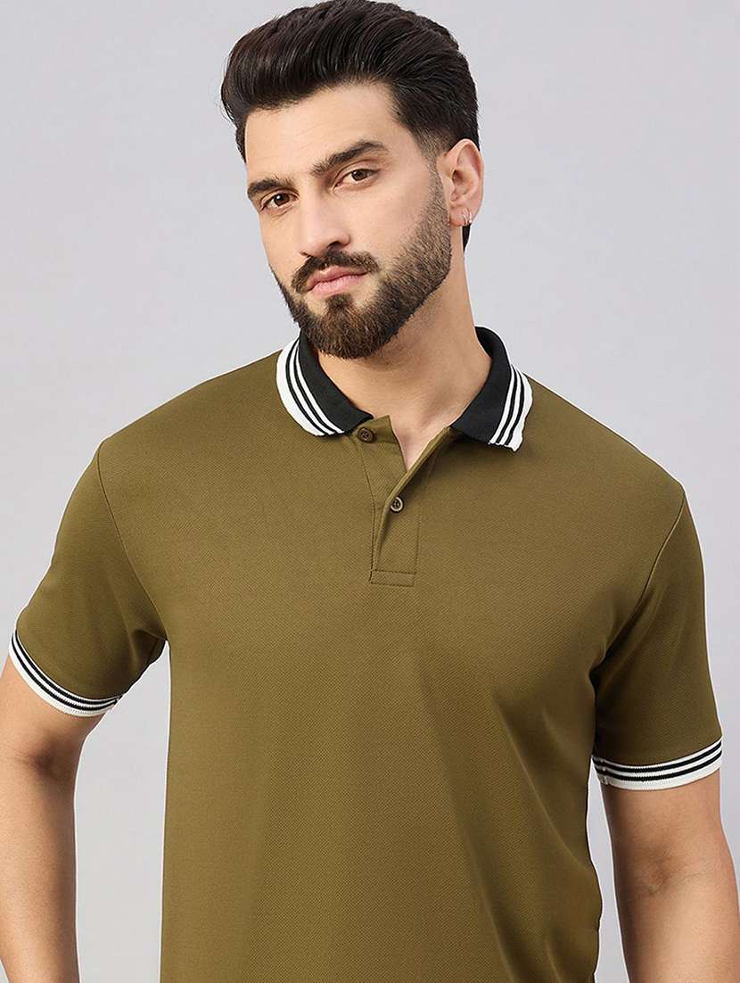 men solid short sleeve polo t-shirt