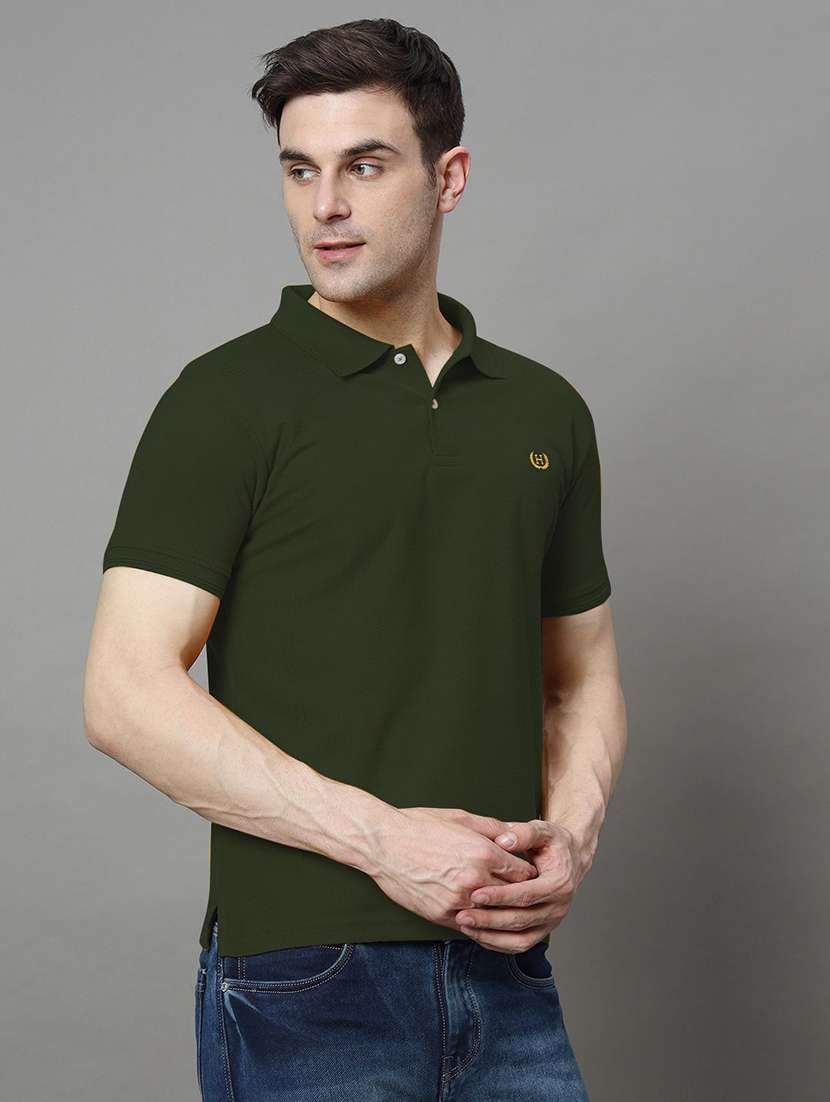 men solid short sleeve polo t-shirt