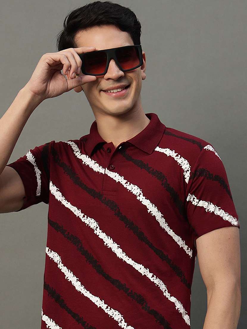 men printed short sleeve polo t-shirt