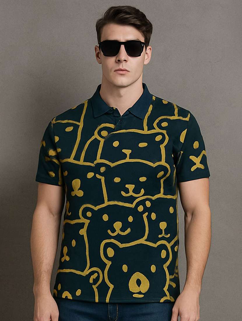 men printed short sleeve polo t-shirt