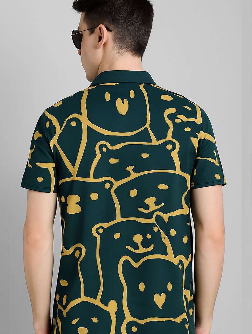 men printed short sleeve polo t-shirt - 22300191 -  Standard Image - 3