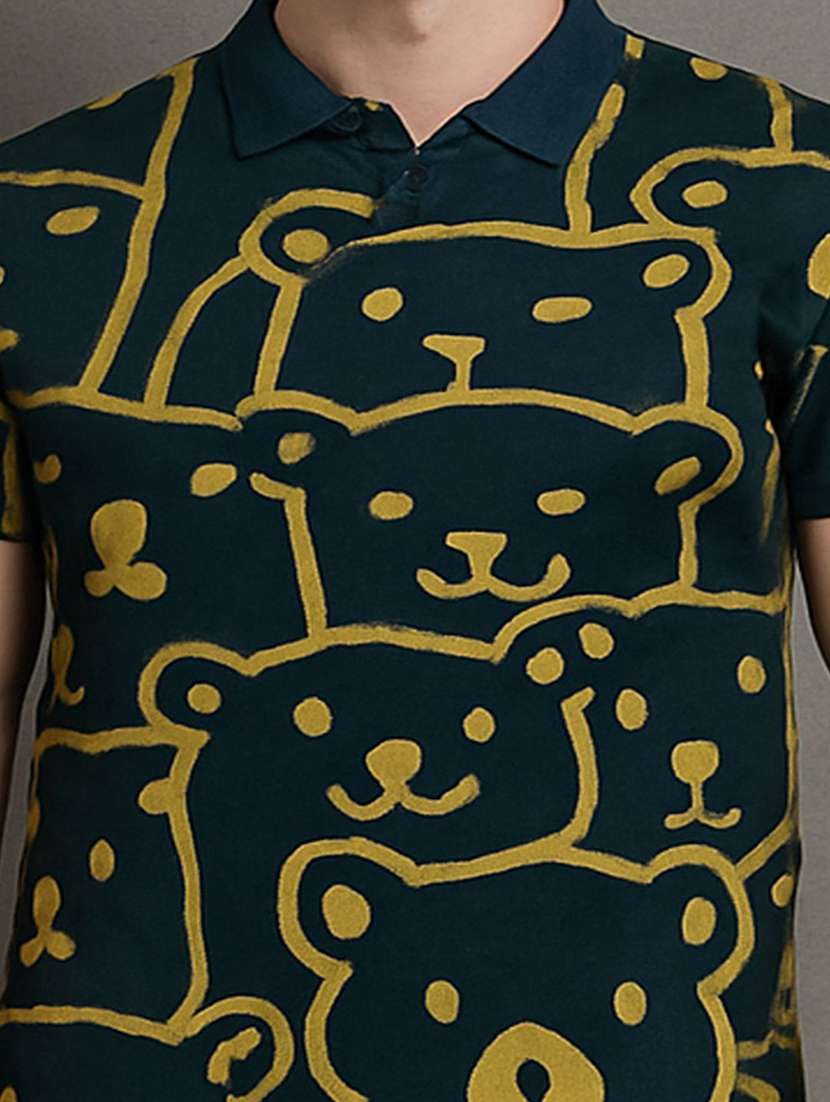 men printed short sleeve polo t-shirt - 22300191 -  Standard Image - 5