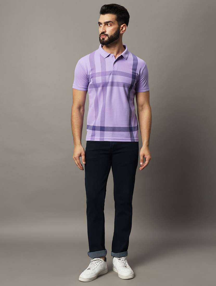 men checkered short sleeve polo t-shirt - 22300192 -  Standard Image - 3