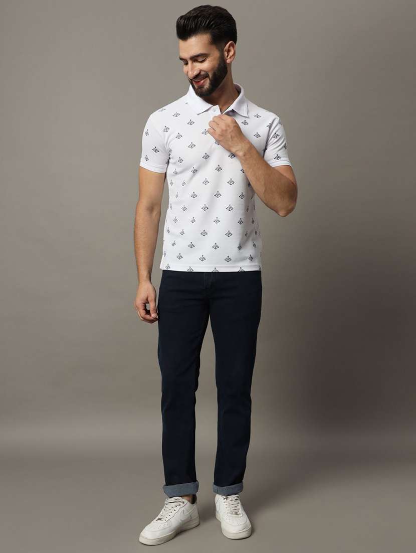men printed short sleeve polo t-shirt - 22300198 -  Standard Image - 3