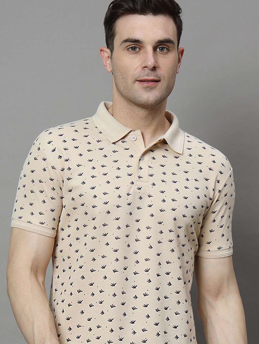 men printed short sleeve polo t-shirt