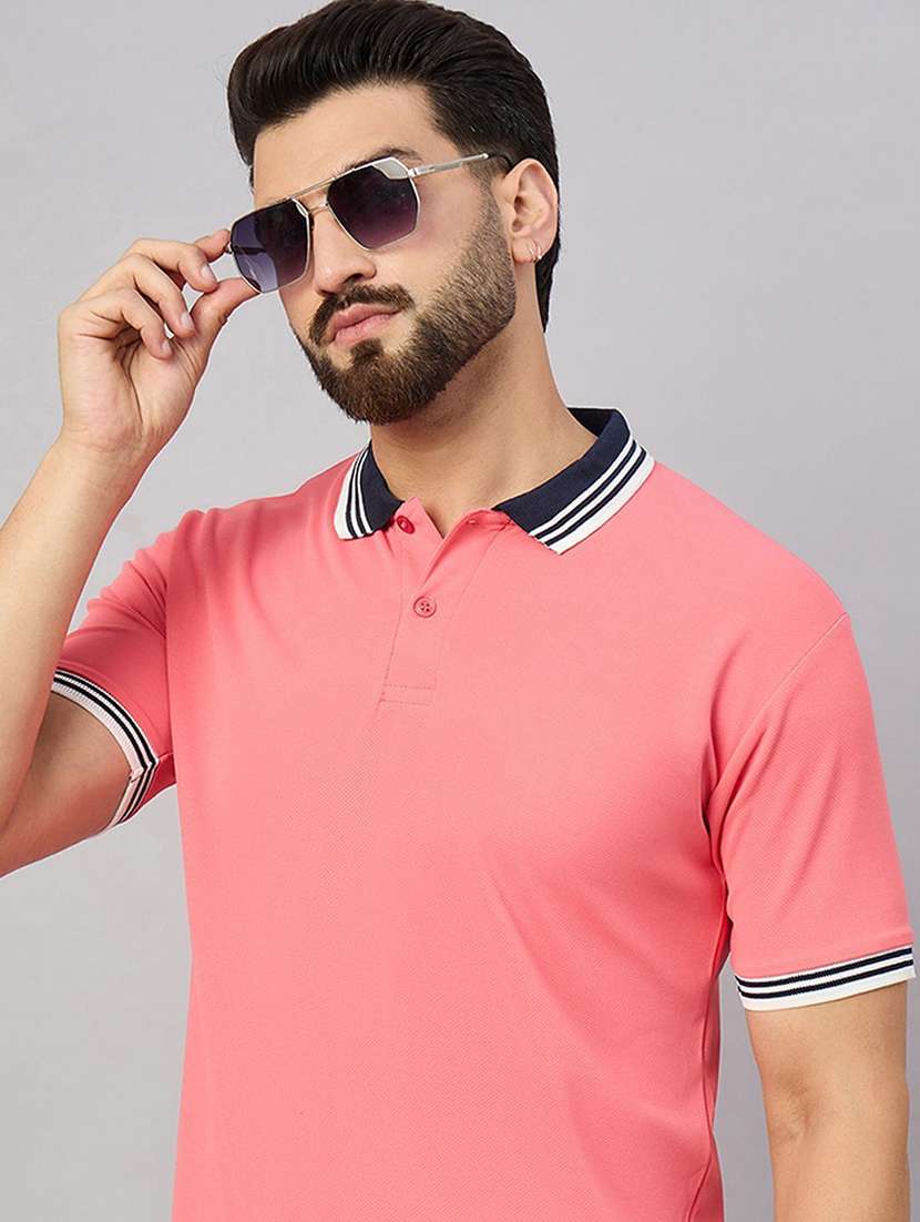 men solid short sleeve polo t-shirt