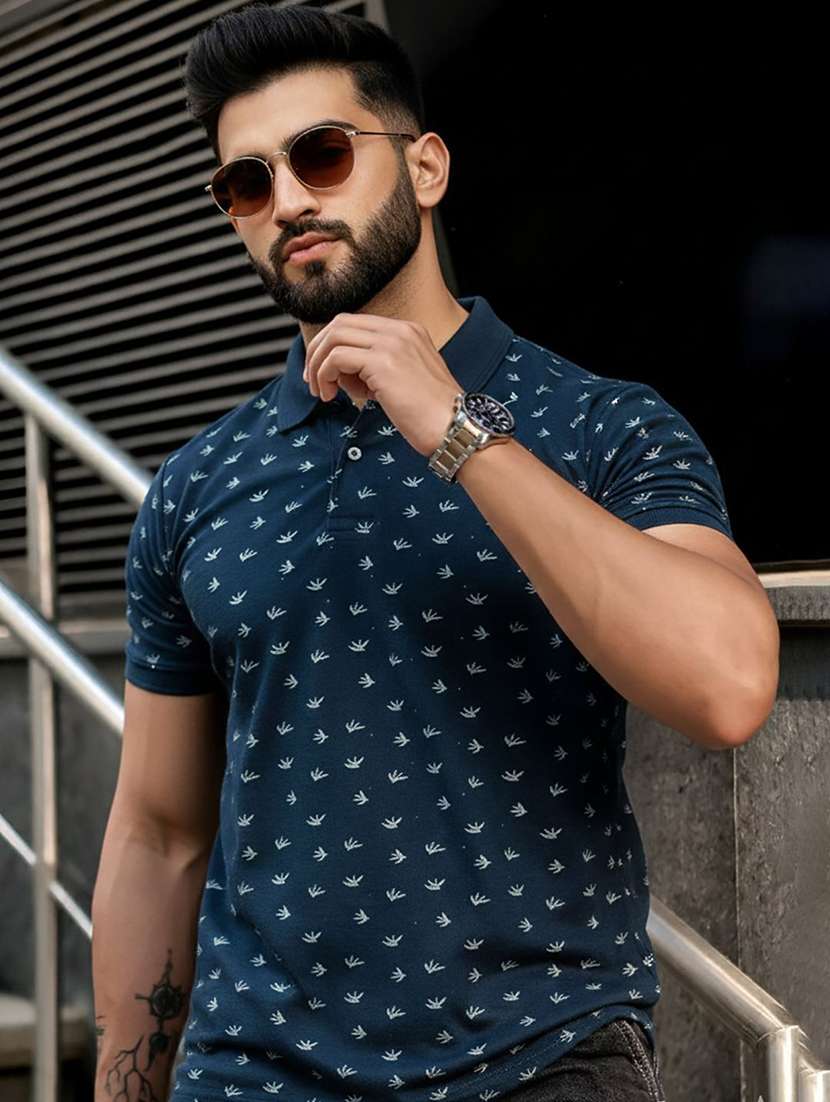 men printed short sleeve polo t-shirt
