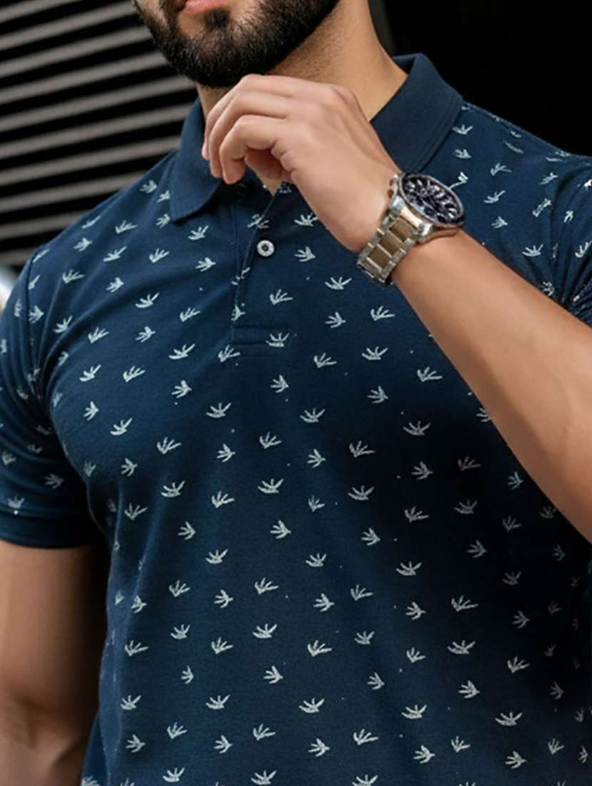men printed short sleeve polo t-shirt - 22300213 -  Standard Image - 3