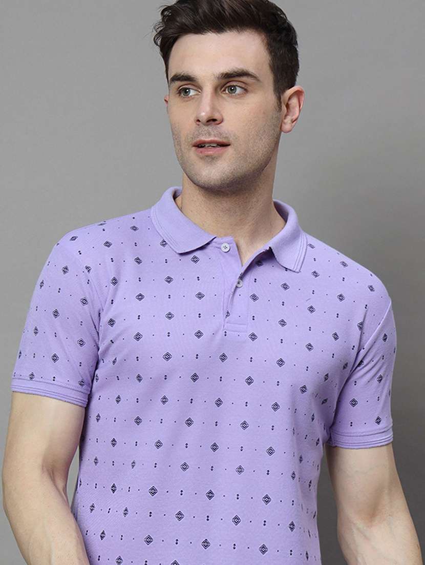 men printed short sleeve polo t-shirt