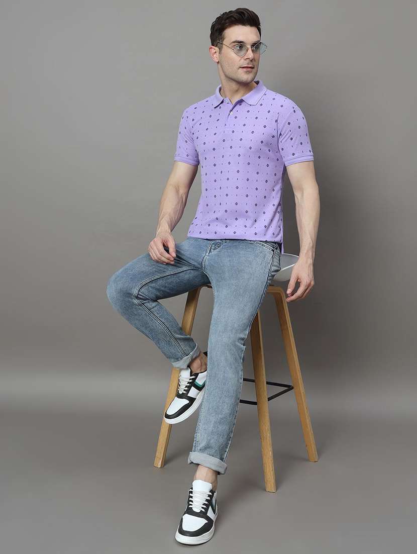 men printed short sleeve polo t-shirt - 22300217 -  Standard Image - 3