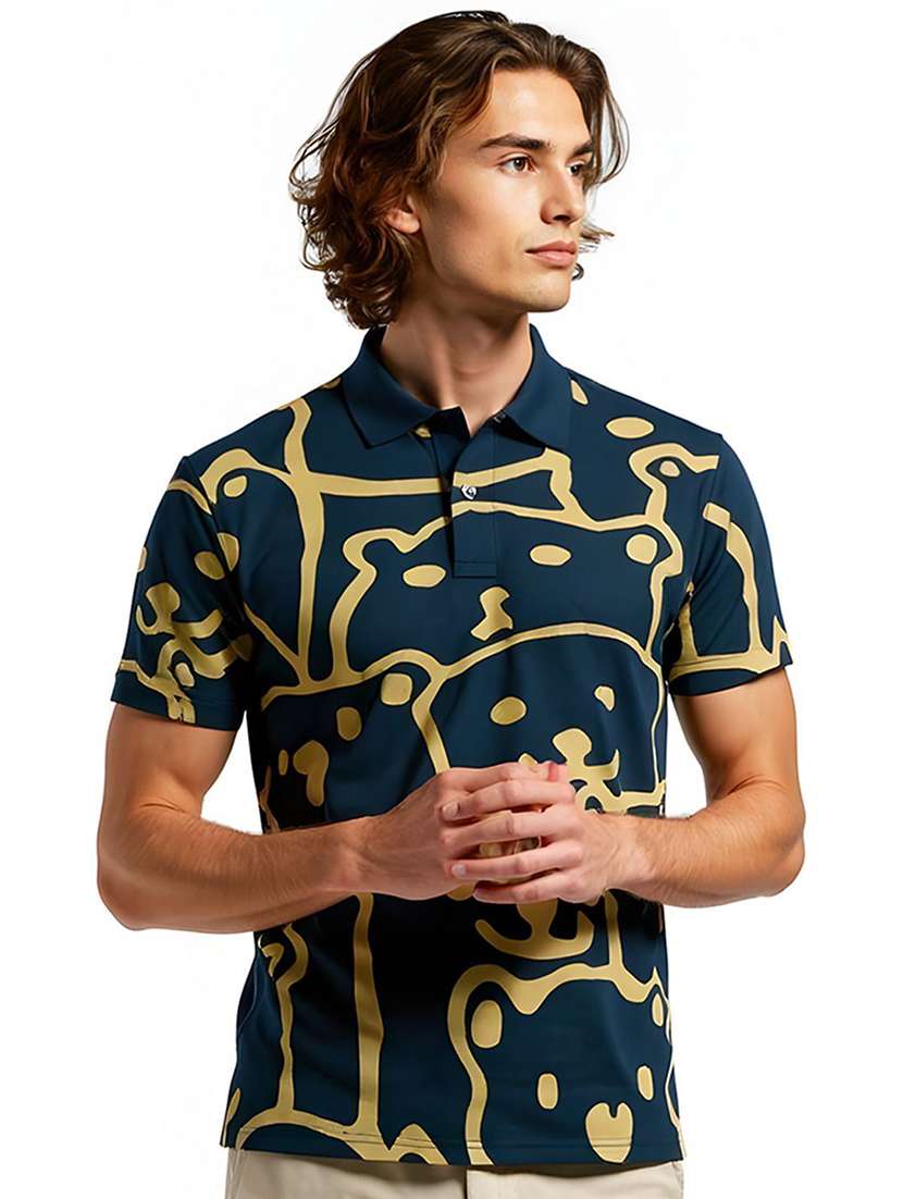 men printed short sleeve polo t-shirt