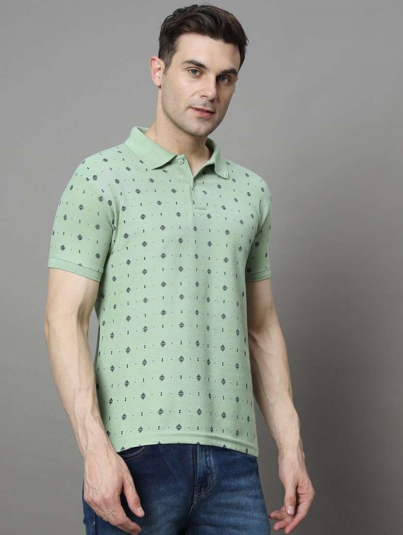 men printed short sleeve polo t-shirt