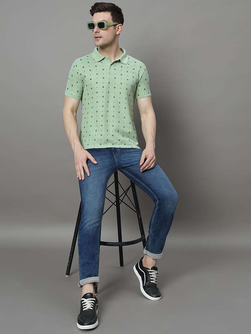 men printed short sleeve polo t-shirt - 22300225 -  Standard Image - 3