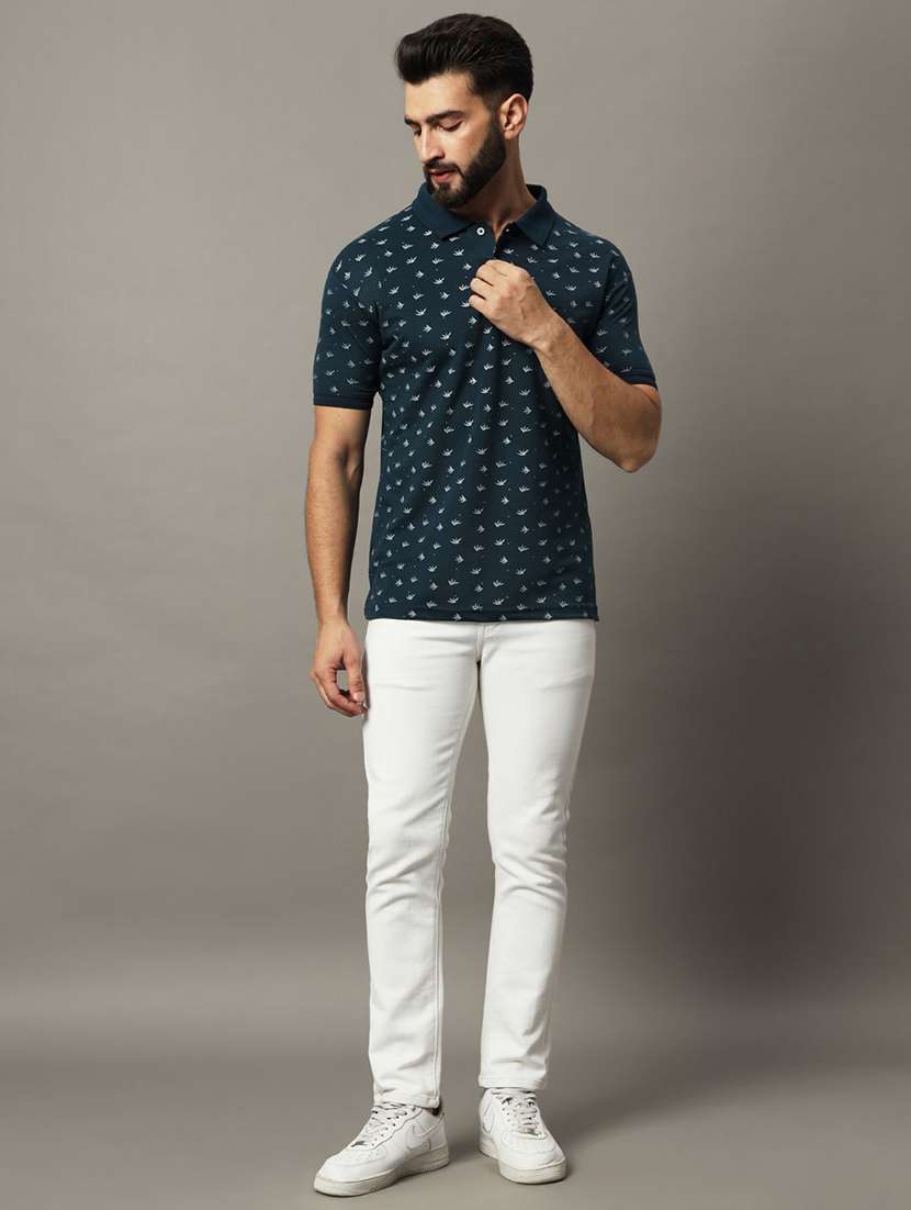 men printed short sleeve polo t-shirt - 22300233 -  Standard Image - 3