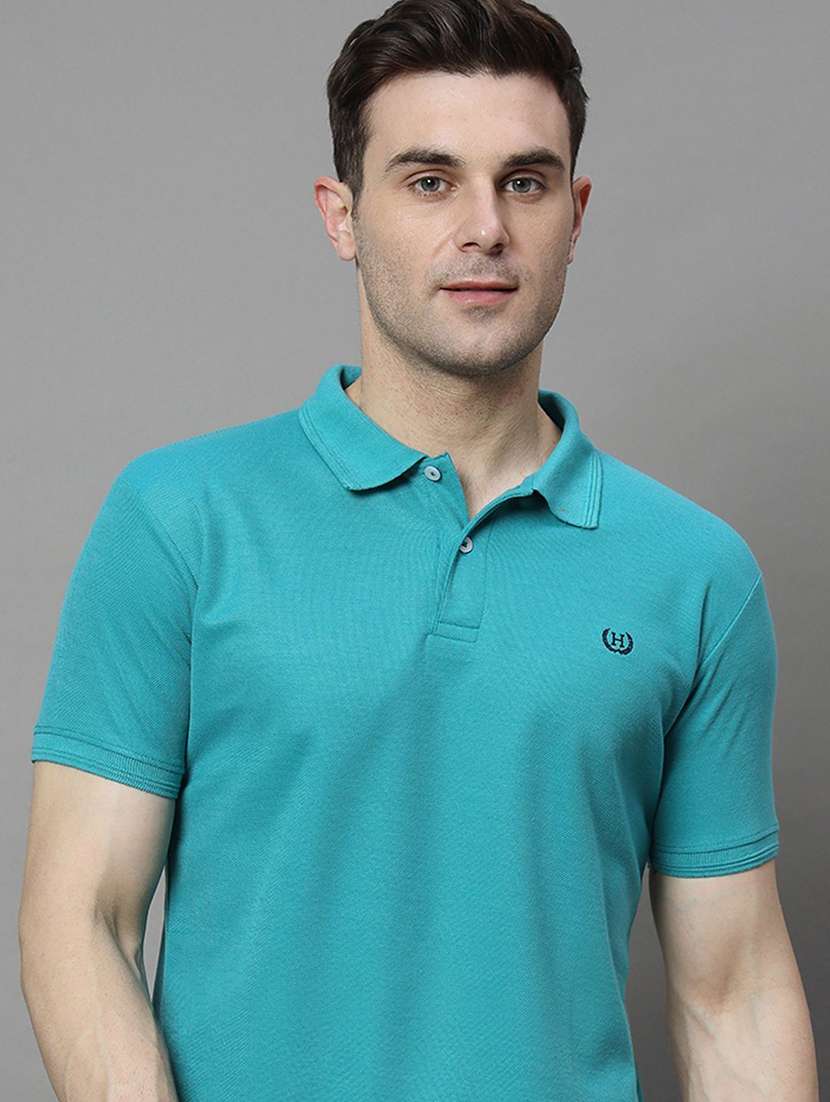 men solid short sleeve polo t-shirt