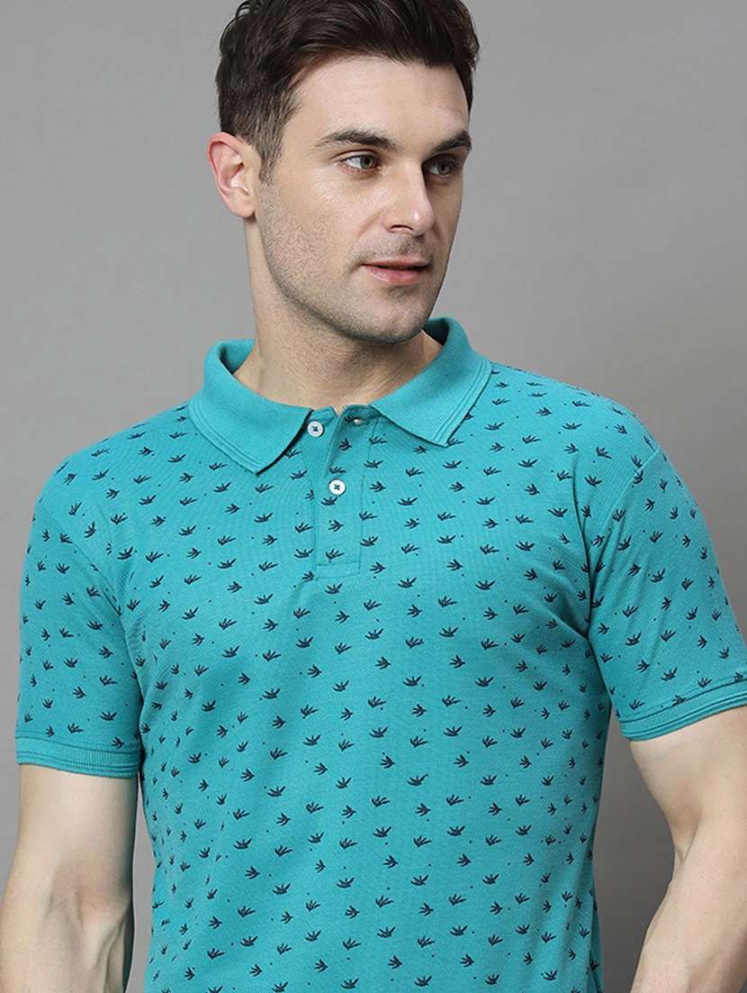 men printed short sleeve polo t-shirt