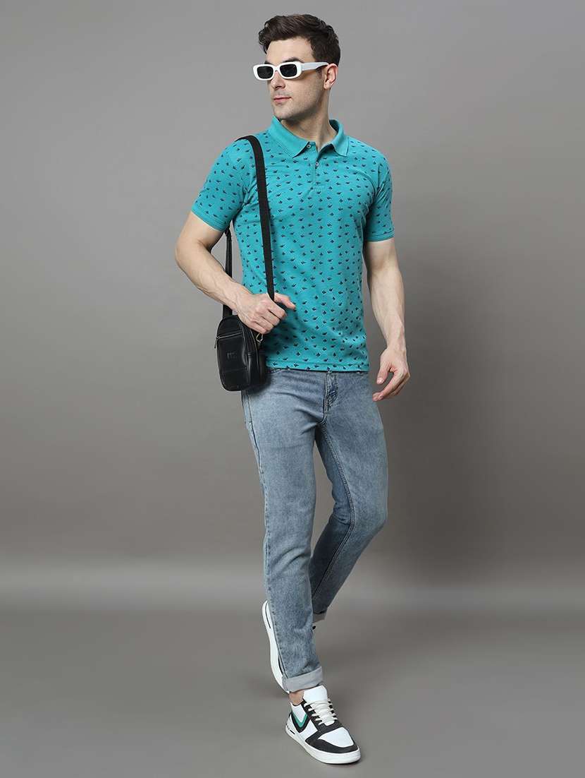 men printed short sleeve polo t-shirt - 22300253 -  Standard Image - 3