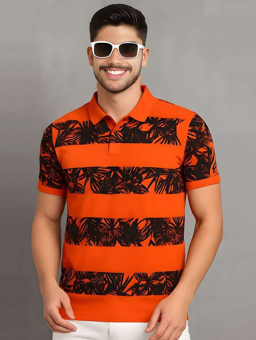 men printed short sleeve polo t-shirt