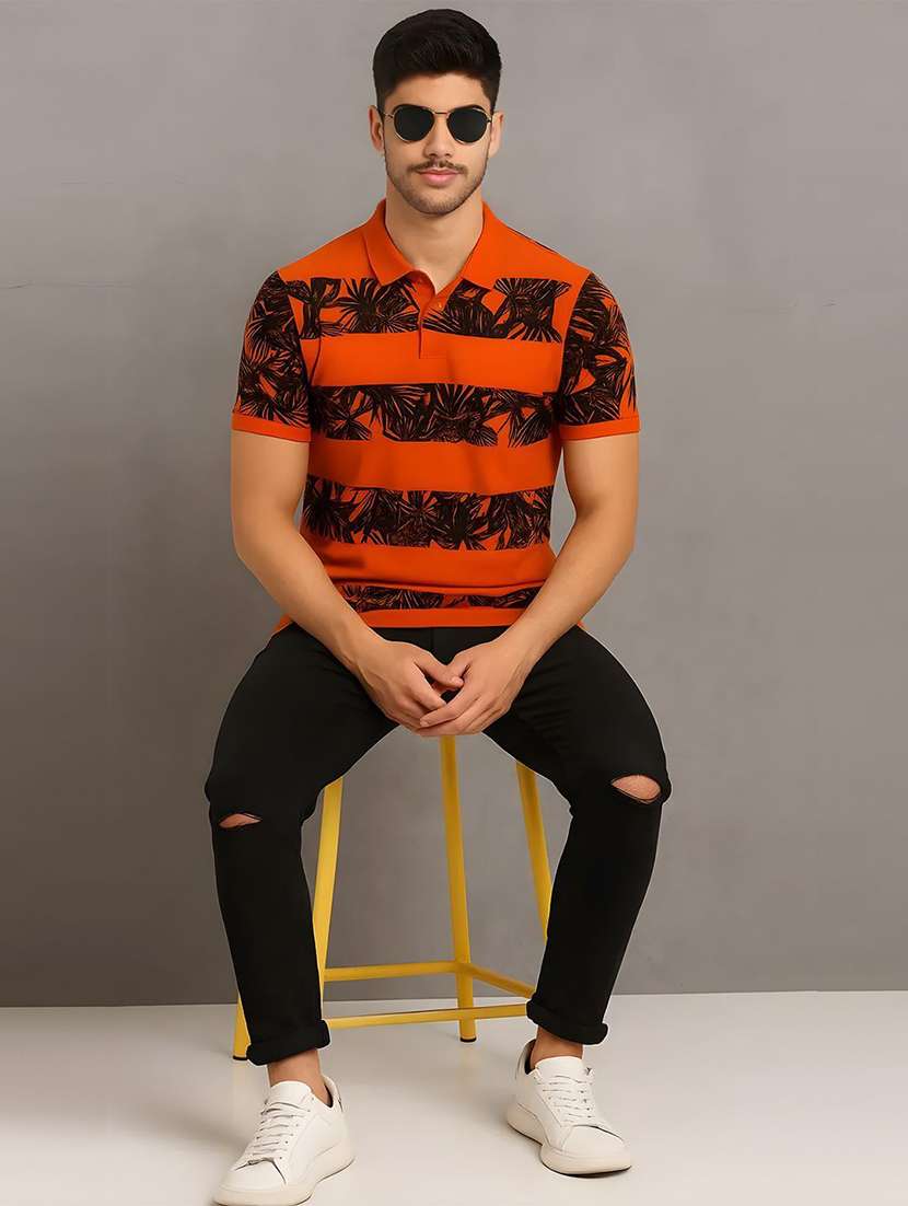 men printed short sleeve polo t-shirt - 22300256 -  Standard Image - 3