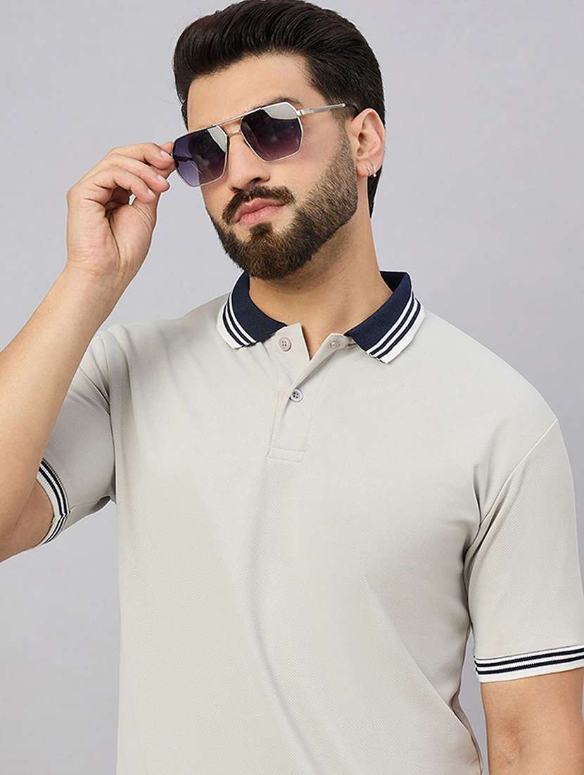 men solid short sleeve polo t-shirt