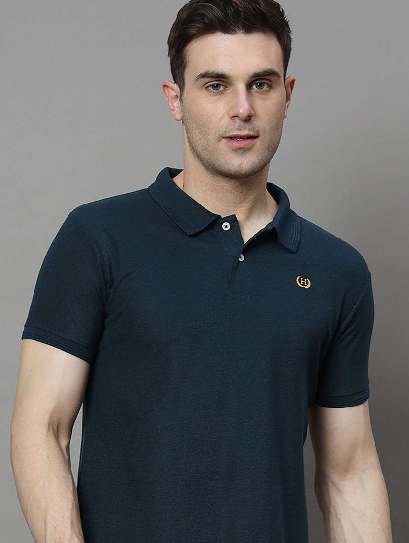 men solid short sleeve polo t-shirt