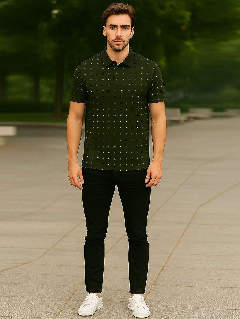 men printed short sleeve polo t-shirt - 22300275 -  Standard Image - 3