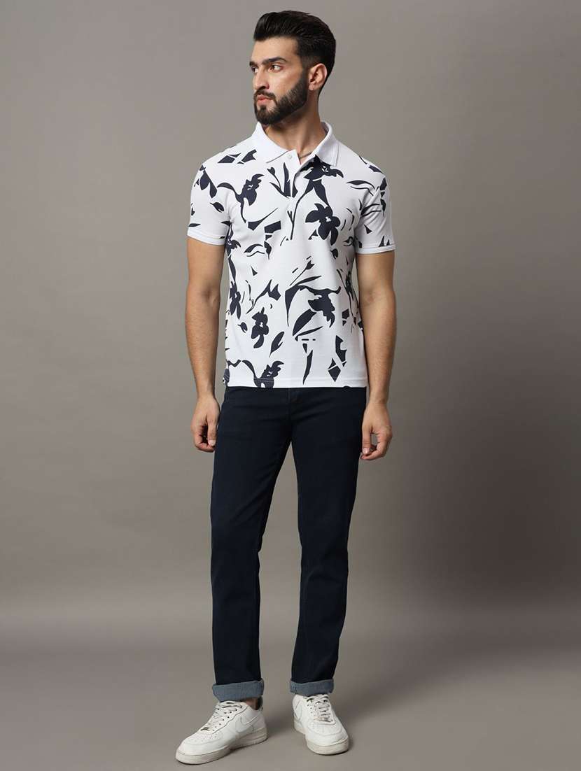 men floral printed short sleeve polo t-shirt - 22300277 -  Standard Image - 3