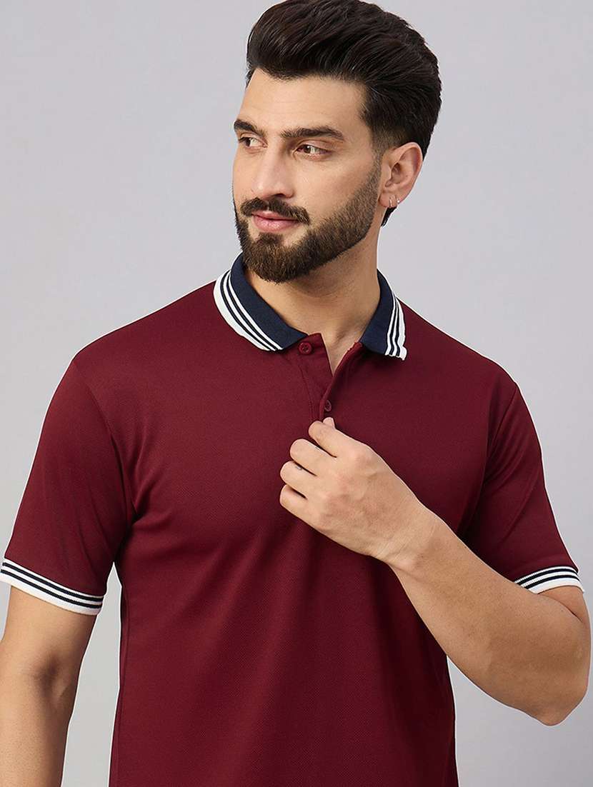 men solid short sleeve polo t-shirt