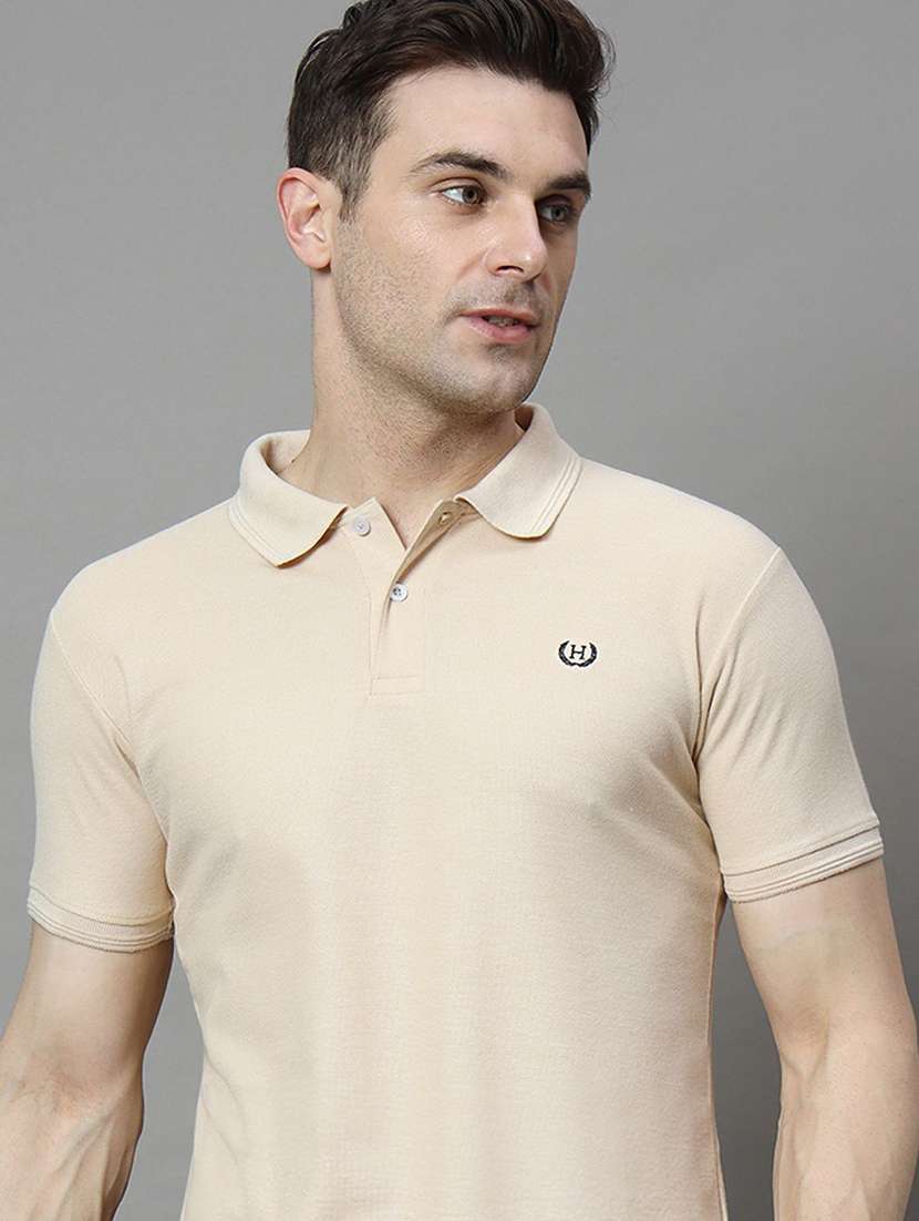 men solid short sleeve polo t-shirt