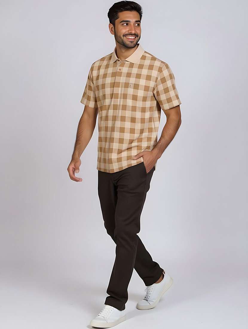 men checkered short sleeve polo t-shirt - 22300296 -  Standard Image - 3