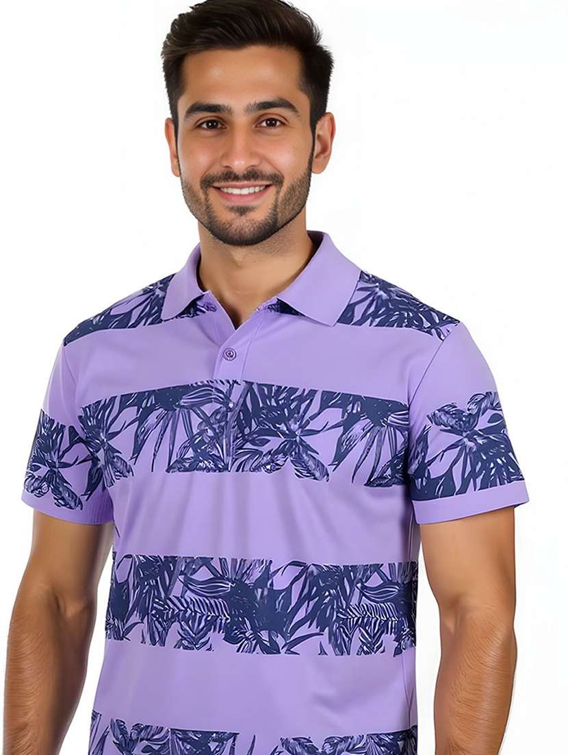 men printed short sleeve polo t-shirt