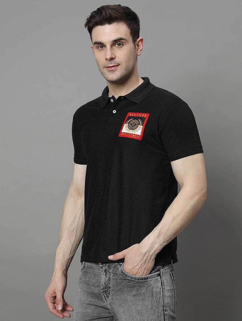 men solid short sleeve polo t-shirt