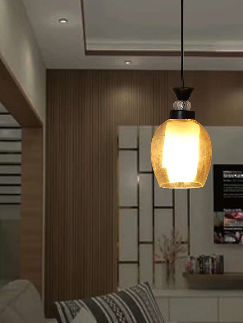 modern amber glass black pendant hanging