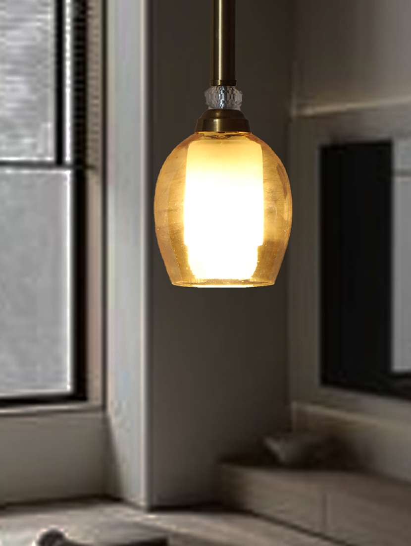 modern plain amber glass hanging light