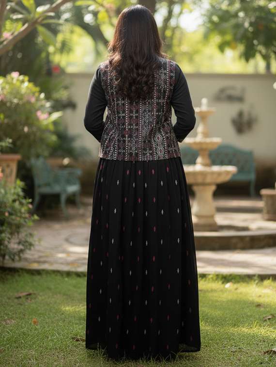 women printed three quarter sleeve ethnic dress - 22300345 -  Standard Image - 3