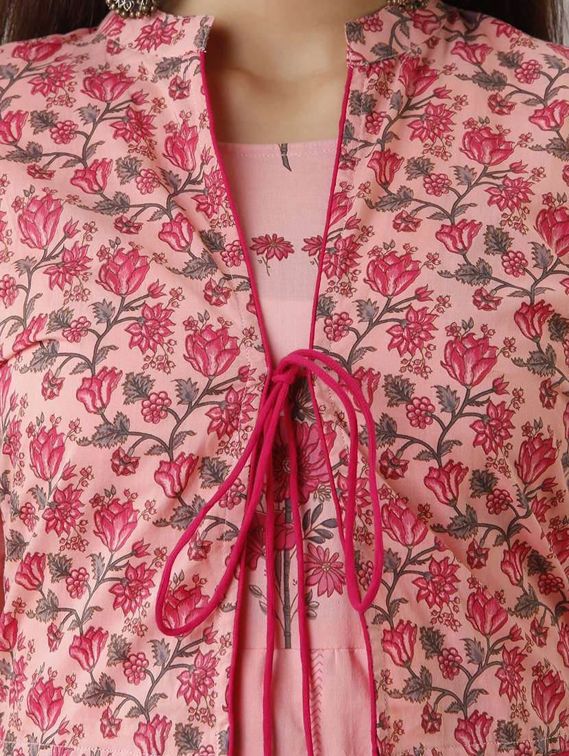 women floral printed three quarter sleeve ethnic dress - 22300349 -  Standard Image - 5