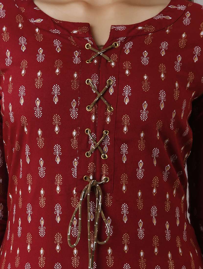 women printed three quarter sleeve straight kurta - 22300350 -  Standard Image - 5